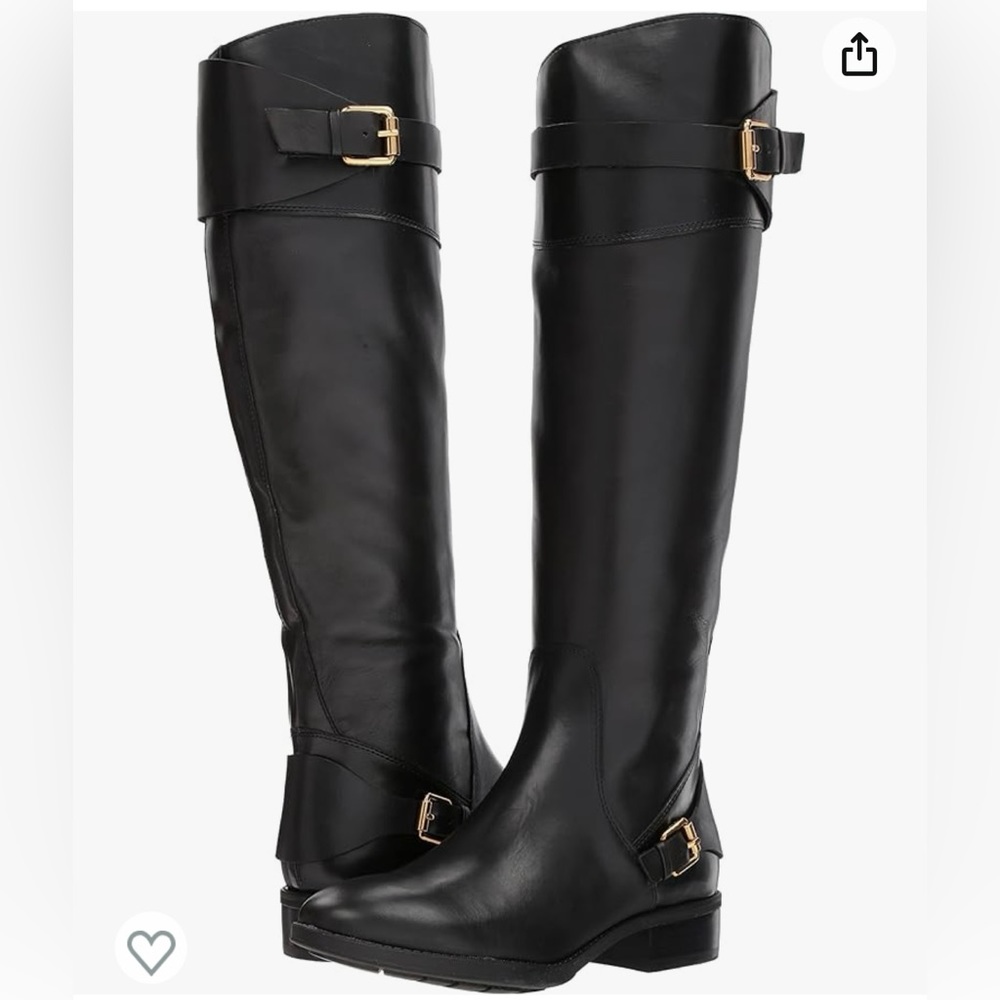 Sam Edelman Portman knee high riding boots size 7.5 black with gold buttons